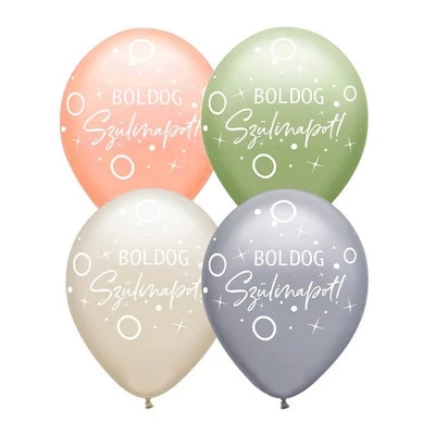 11 inch-es Boldog Szülinapot 2 Pastel Assortment Lufi (6 db/csomag), Héliummal