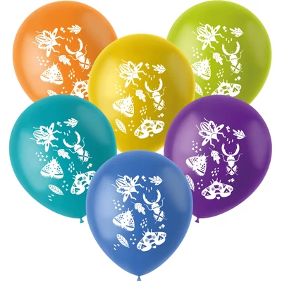 Latex lufik - Zümmögő Bogarak - 33 cm - 6 darab. Tartalom:6 latex lufi.Héliummal