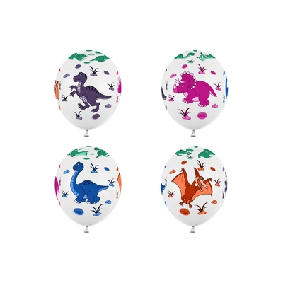 30cm-es lufik, Dinoszauruszok, pasztellfehér, Héliummal