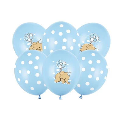 30cm-es lufik, Elefánt, pasztell babakék keverék, Héliummal